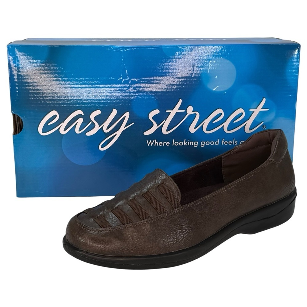Easy Street Genesis Brown Burnished Faux Leather Womens Loafers Size 8N - Picture 13 of 13